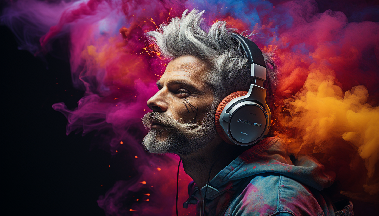 Un homme d'une cinquantaine d'années, avec un casque high-tech qui écoute de la musique subliminal avec des ondes alpha pour arrêter de fumer. Suite à l'écoute de cette musique, toute la fumée emmagasiner dans son corps, est rejetée et sort de sa tête.